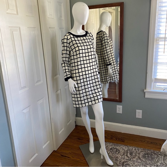 J.Crew Factory Black White Windowpane Shift Dress Size 8 NWT - Picture 3 of 9